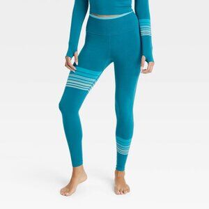 NEW! Women's High-Rise Seamless Workout Leggings, Turquoise Blue - JoyLab
